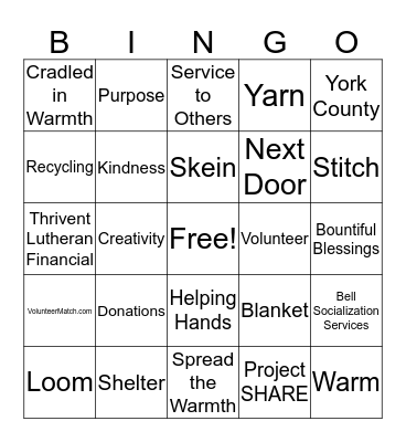 Operation Warm Hearts Bingo! Bingo Card