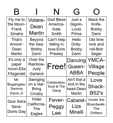 BB93 Old "Faithfuls"  Bingo Card