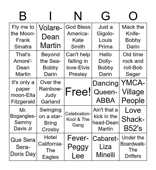 BB93 Old "Faithfuls"  Bingo Card