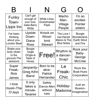 BB95 Disco Here-Disco There! Bingo Card