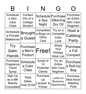 I Want Free Product! Bingo Card
