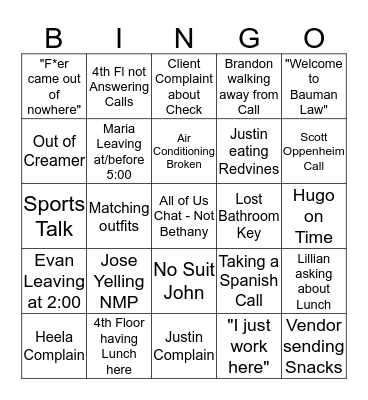 BAUMAN Bingo Card