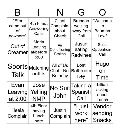 BAUMAN Bingo Card