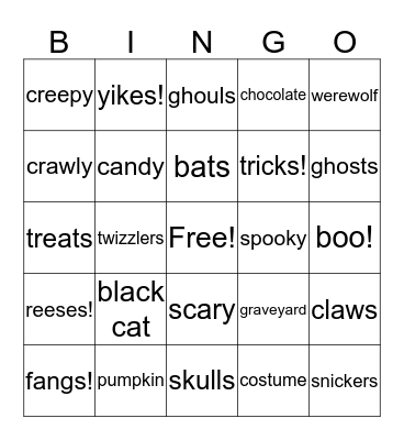 Halloween Bingo! Bingo Card