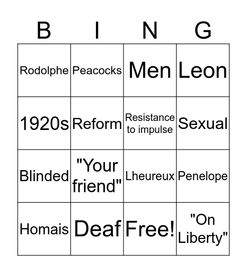 Madame Bova-Bing! Bingo Card