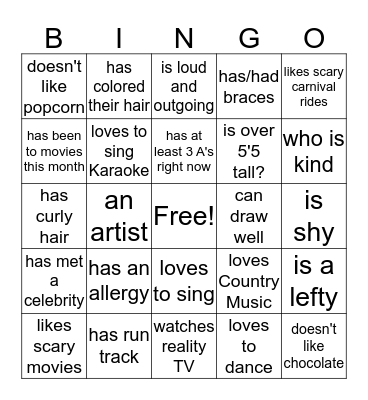 Halloween Bingo (Find someone who..) Bingo Card