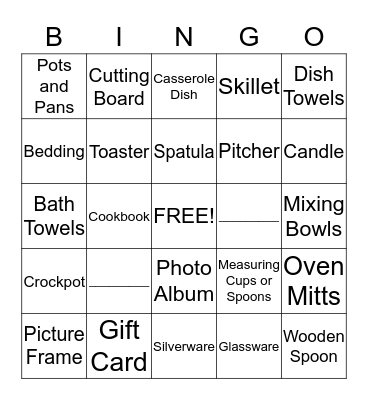 BRIDAL BINGO Card