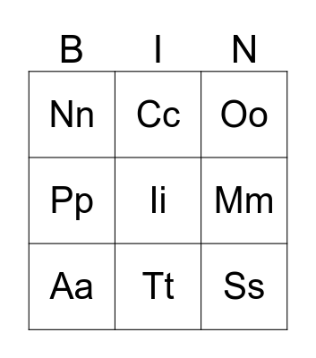 ABC (m, a, s, p, t, i, n, c, o) Bingo Card