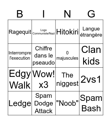 Les trucs pas cool de For Honor Bingo Card