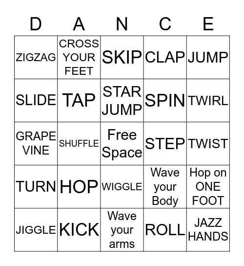 DANCE BINGO! Bingo Card