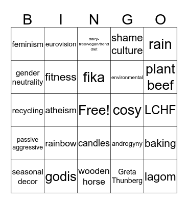 Mission Sweden Bingo Card