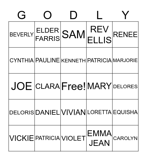 LIVING WITNESSES Bingo Card