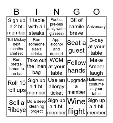 Server Bingo Card