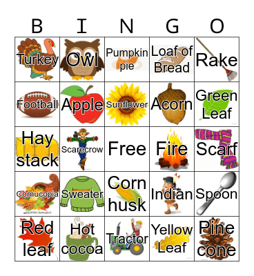 Ｔｈａｎｋｓｇｉｖｉｎｇ Bingo Card