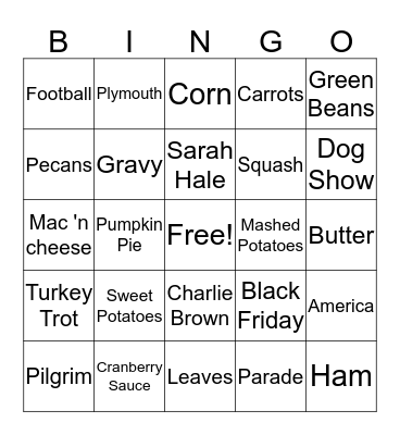 Thanksgiving! Bingo Card