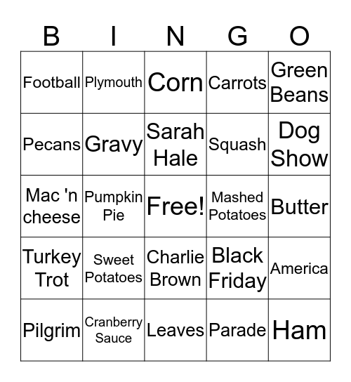 Thanksgiving! Bingo Card