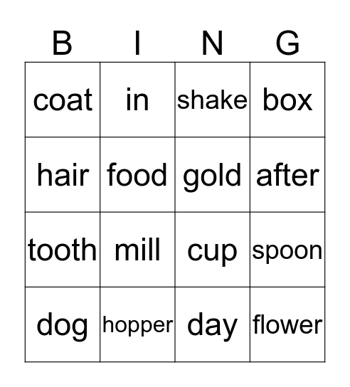 Group 3 Bingo Card