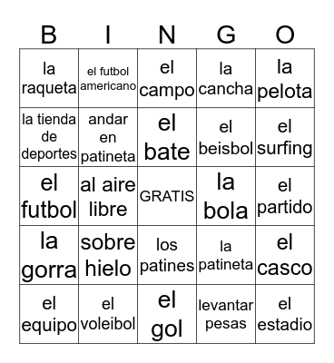 Vocabulario Para Unidad 3 Etapa 2 Bingo Card