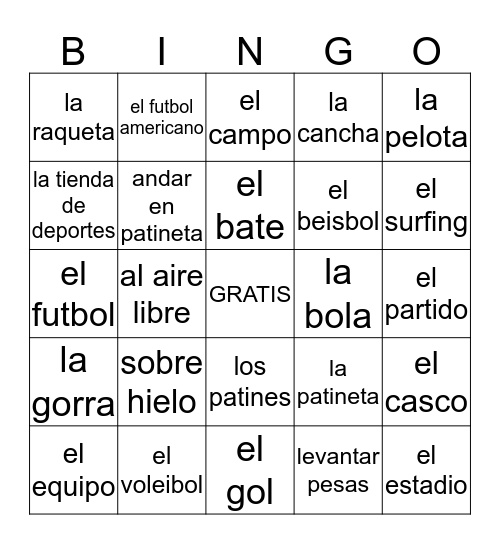 Vocabulario Para Unidad 3 Etapa 2 Bingo Card