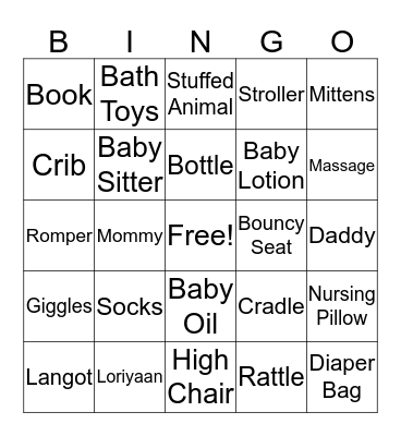 Baby Shower - G & G's Bingo Card