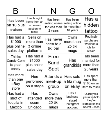 Secret Beach Bingo Card