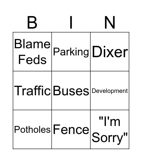 CM Talkback Bingo Card