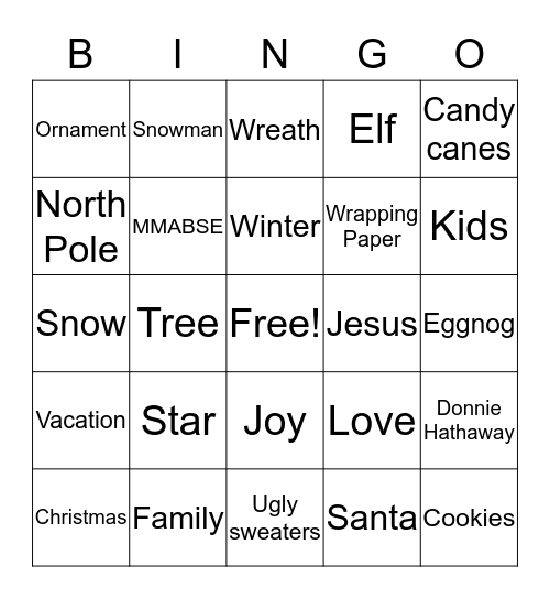 Christmas Bingo Card