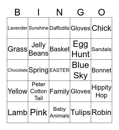 BUNNY BINGO Card