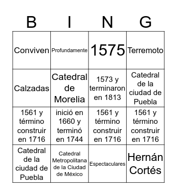 Catedrales de Mexico  Bingo Card