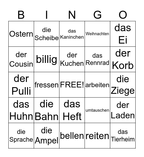 Woordenlijst Bingo Card