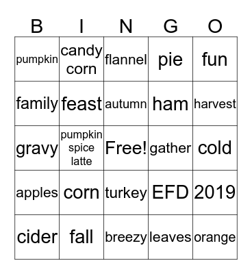 EFD FALL GATHERING Bingo Card