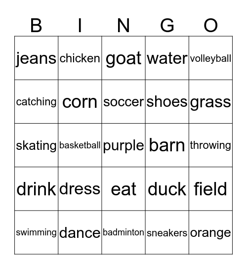 HFC DW Bingo Card