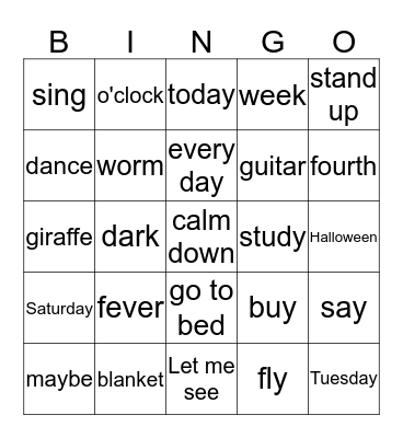 M3 Fun Basic 4 Bingo Card
