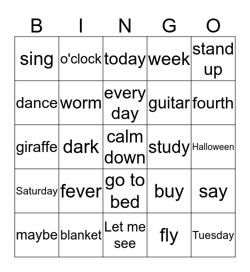 M3 Fun Basic 4 Bingo Card