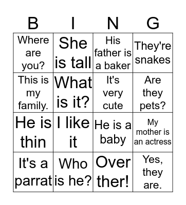 Pre Basic Bingo Card
