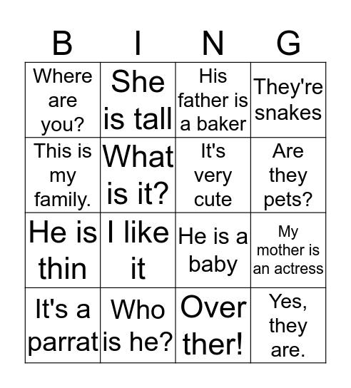 Pre Basic Bingo Card