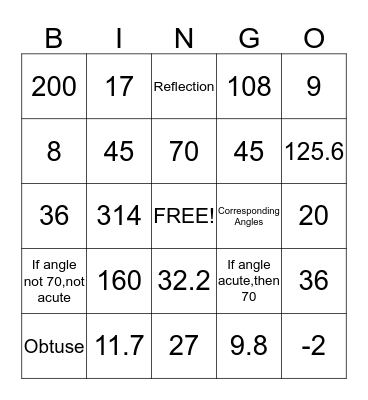 Geometry EOC BINGO Card