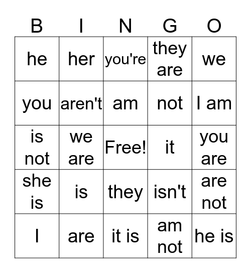 Be Bingo Card