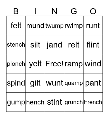 ending blends Bingo Card