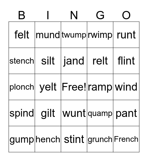 ending blends Bingo Card