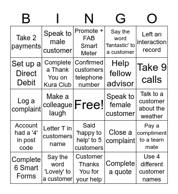 Team Thompson Bingo!  Bingo Card