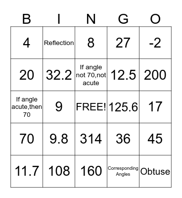 Geometry EOC BINGO Card