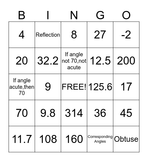 Geometry EOC BINGO Card