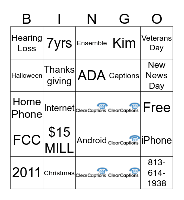 ClearCaptions Bingo Card