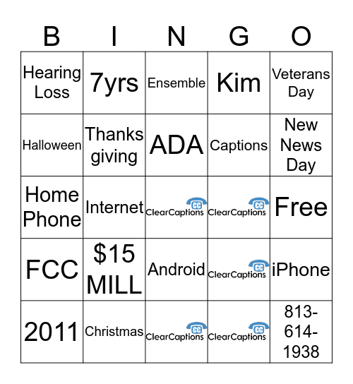 ClearCaptions Bingo Card