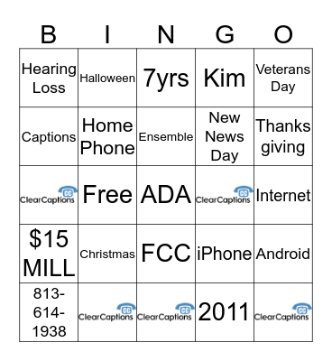 ClearCaptions Bingo Card