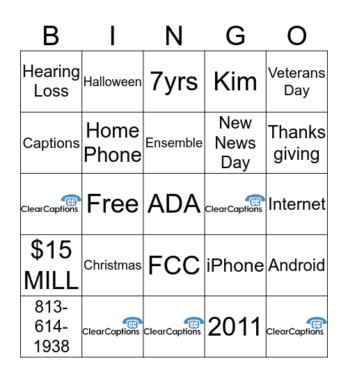 ClearCaptions Bingo Card