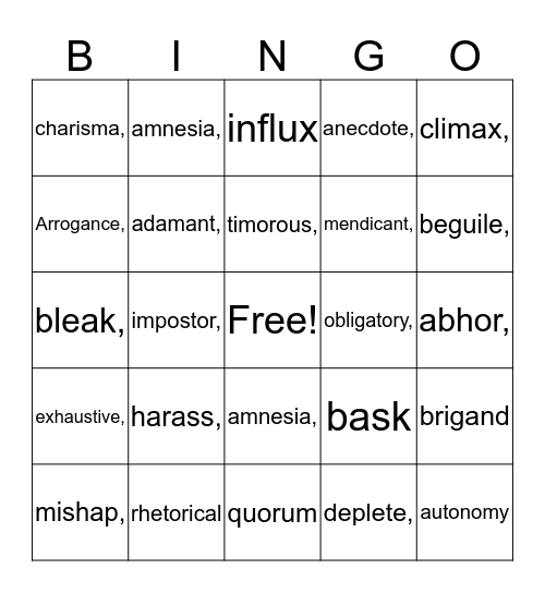 1st Block_2019/2020 NEW! Bingo Card