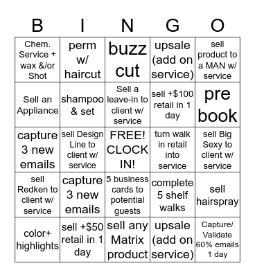 SALON BINGO Card