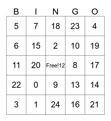 Numeros - Primer Grado Bingo Card